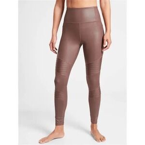 NWT Athleta Metallic Mauve Pink Inclination Moto‎ Tight Legging Size Small $108